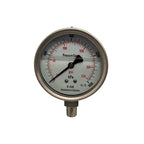 100mm - Stainless Steel Liquid Filled Pressure Gauge - Bottom Entry