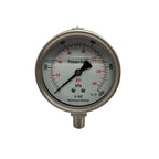 100mm - Stainless Steel Liquid Filled Pressure Gauge - Bottom Entry
