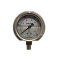100mm - Stainless Steel Liquid Filled Pressure Gauge - Flush Mount Bottom Entry