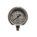 100mm - Stainless Steel Liquid Filled Pressure Gauge - Flush Mount Bottom Entry